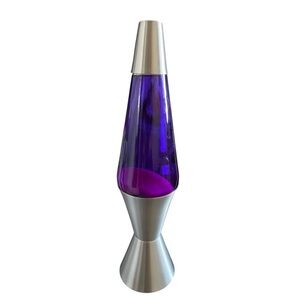 LAVA LAMP 16.3” Purple Liquid Red Lava Silver Base NEW